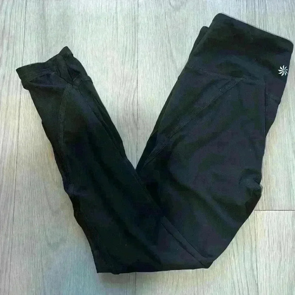 Athleta Aura Sonar Black Mesh Panel Capri Leggings size Small - Picture 2 of 5